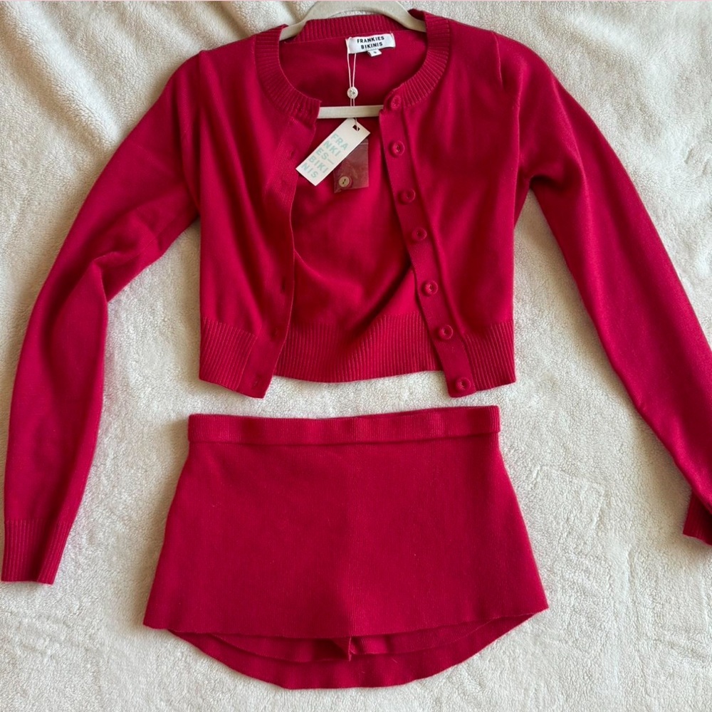 Frankie's Bikinis Marialla Cloud Knit Skort and Cloud Knit Button Up Cardigan